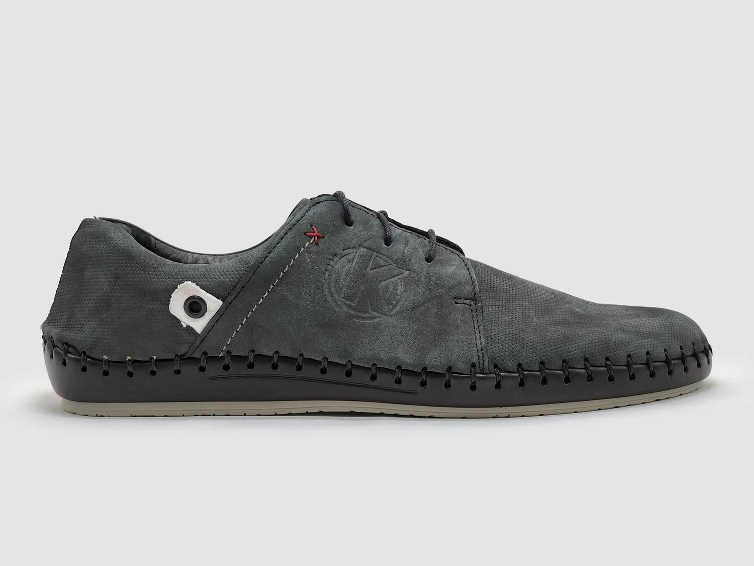 Men's Stitched Leather Shoes In Graphite